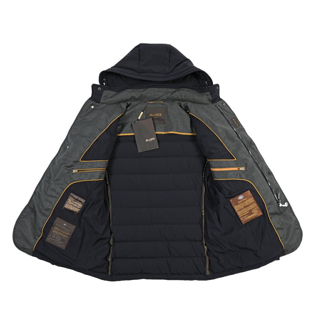 CLEARANCE SALE｜MOORER “CRAIG-KN” 高機能ストレッチナイロン フード付きダウンジャケット / ACQUA RESISTANT (撥水) ネイビー(DARK BLU) 46 | GUARDAROBA MILANO OFFICIAL STORE