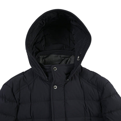 CLEARANCE SALE｜MOORER “CRAIG-KN” 高機能ストレッチナイロン フード付きダウンジャケット / ACQUA RESISTANT (撥水) ネイビー(DARK BLU) 46 | GUARDAROBA MILANO OFFICIAL STORE