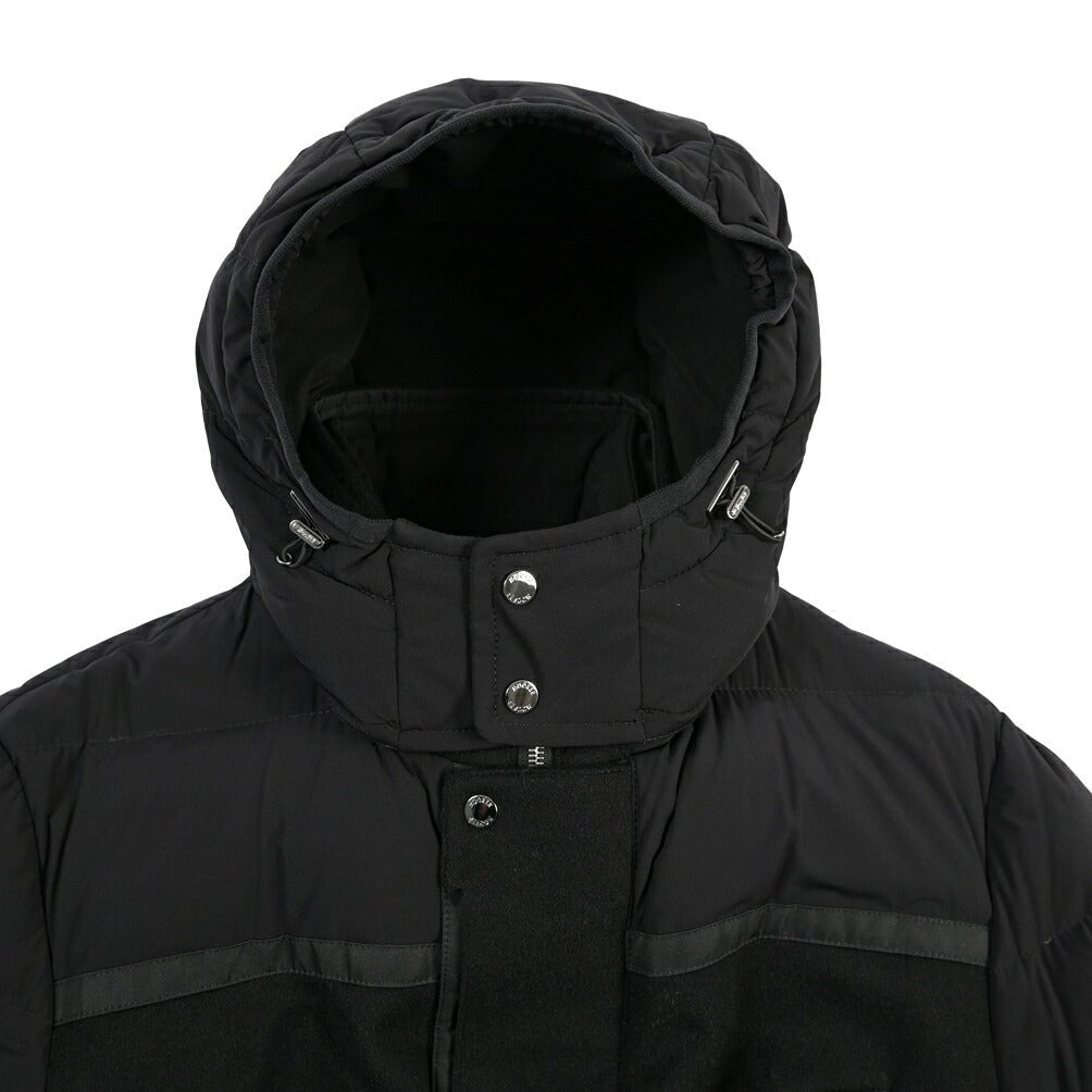 CLEARANCE SALE｜MOORER “DANNY-LEN” 高機能ストレッチナイロン フード付きダウンコート / ACQUA RESISTANT (撥水) ブラック(NERO) 54 | GUARDAROBA MILANO OFFICIAL STORE