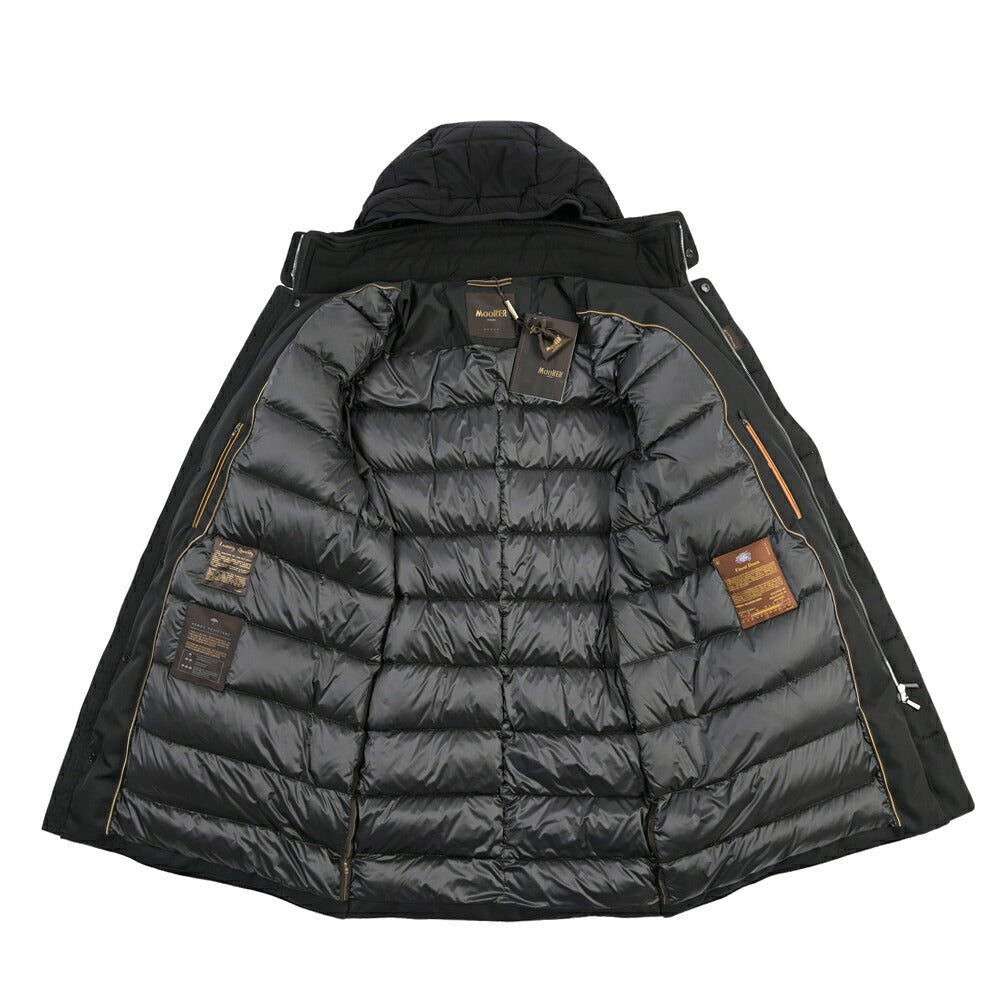 CLEARANCE SALE｜MOORER “DANNY-LEN” 高機能ストレッチナイロン フード付きダウンコート / ACQUA RESISTANT (撥水) ブラック(NERO) 54 | GUARDAROBA MILANO OFFICIAL STORE