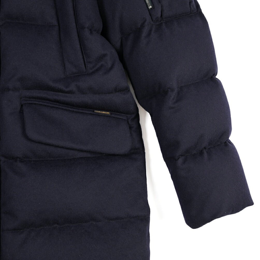 CLEARANCE SALE｜MOORER “DAVIDE-LSL” カシミヤ混ウール フード付きダウンコート / ACQUA RESISTANT (撥水) ネイビー(NAVY) 48 | GUARDAROBA MILANO OFFICIAL STORE