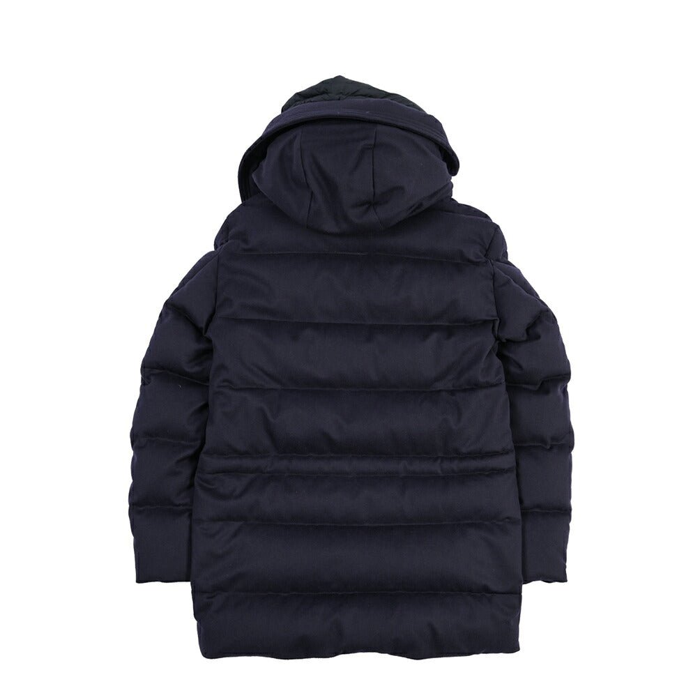 CLEARANCE SALE｜MOORER “DAVIDE-LSL” カシミヤ混ウール フード付きダウンコート / ACQUA RESISTANT (撥水) ネイビー(NAVY) 48 | GUARDAROBA MILANO OFFICIAL STORE