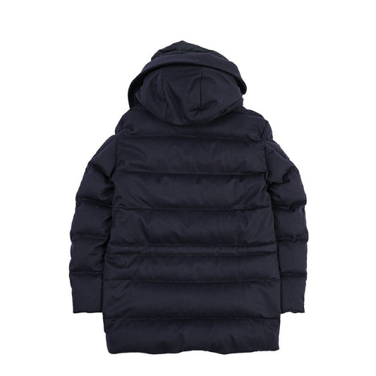CLEARANCE SALE｜MOORER “DAVIDE-LSL” カシミヤ混ウール フード付きダウンコート / ACQUA RESISTANT (撥水) ネイビー(NAVY) 48 | GUARDAROBA MILANO OFFICIAL STORE