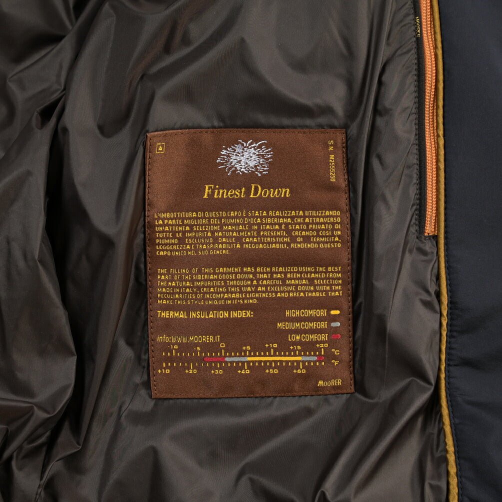 CLEARANCE SALE｜MOORER “EURICO-S3C” 高機能ストレッチナイロン フード付きダウンジャケット / ACQUA RESISTANT (撥水) ネイビー(DARK BLU) 46 | GUARDAROBA MILANO OFFICIAL STORE
