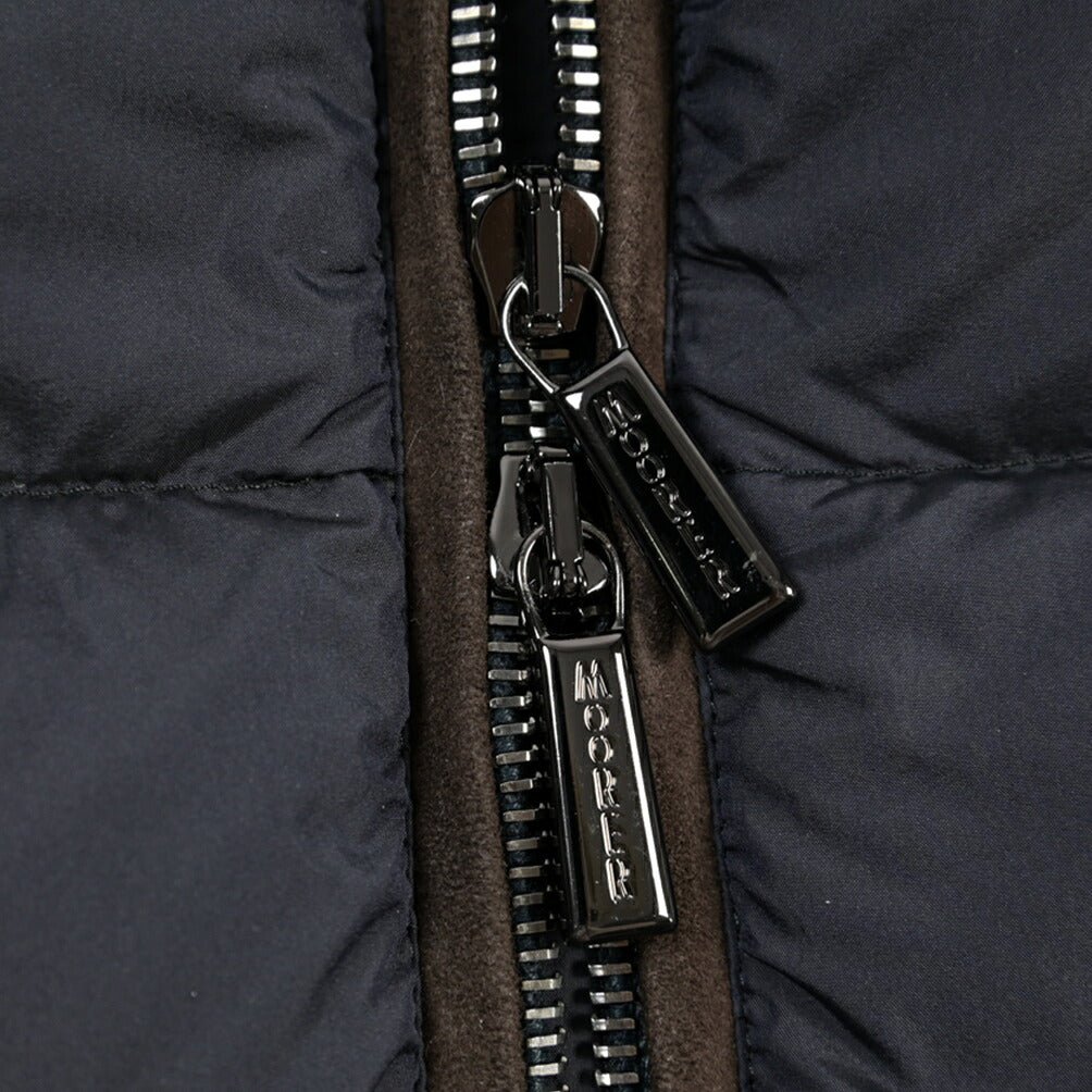 CLEARANCE SALE｜MOORER “EURICO-S3C” 高機能ストレッチナイロン フード付きダウンジャケット / ACQUA RESISTANT (撥水) ネイビー(DARK BLU) 46 | GUARDAROBA MILANO OFFICIAL STORE