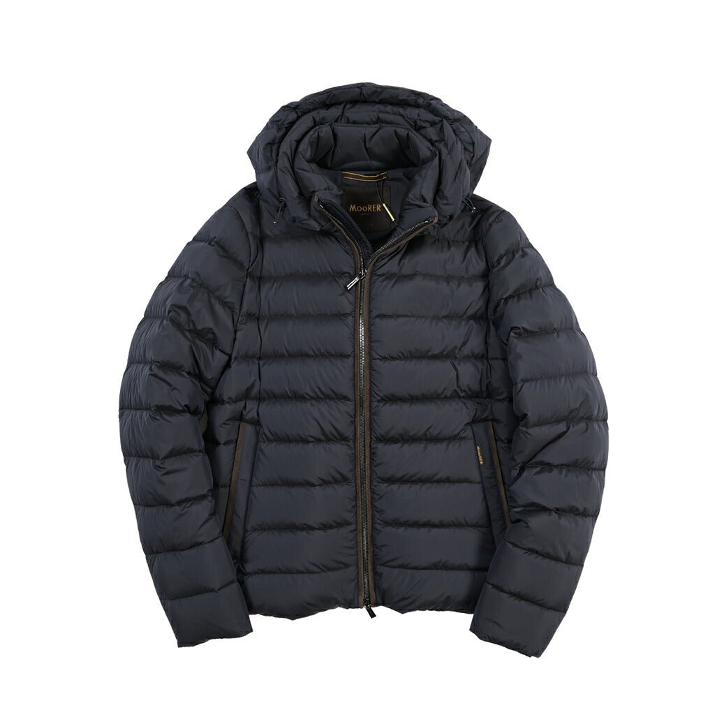 CLEARANCE SALE｜MOORER “EURICO-S3C” 高機能ストレッチナイロン フード付きダウンジャケット / ACQUA RESISTANT (撥水) ネイビー(DARK BLU) 46 | GUARDAROBA MILANO OFFICIAL STORE