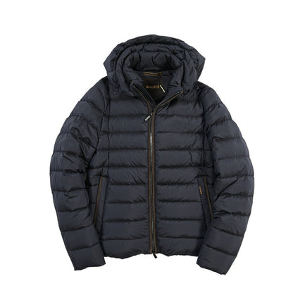 CLEARANCE SALE｜MOORER “EURICO-S3C” 高機能ストレッチナイロン フード付きダウンジャケット / ACQUA RESISTANT (撥水) ネイビー(DARK BLU) 46 | GUARDAROBA MILANO OFFICIAL STORE