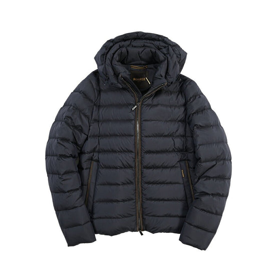 CLEARANCE SALE｜MOORER “EURICO-S3C” 高機能ストレッチナイロン フード付きダウンジャケット / ACQUA RESISTANT (撥水) ネイビー(DARK BLU) 46 | GUARDAROBA MILANO OFFICIAL STORE