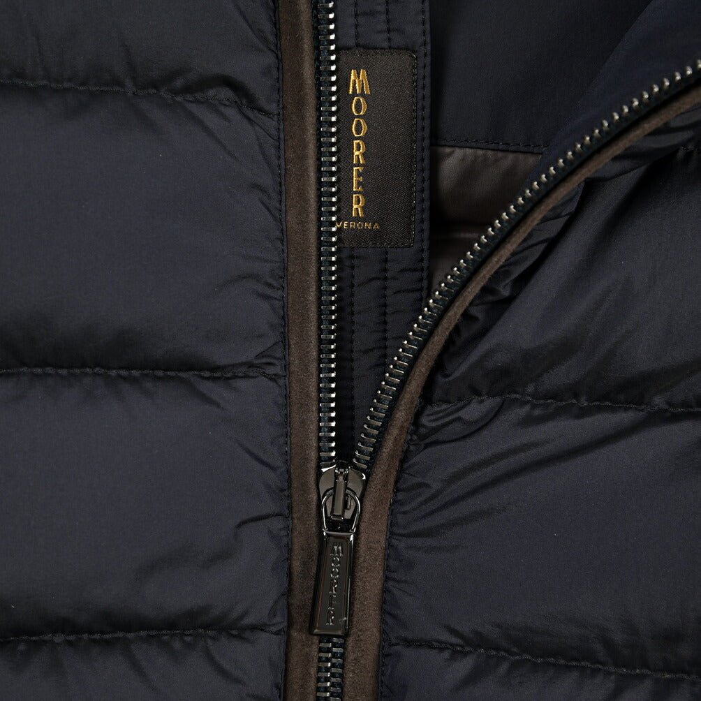 CLEARANCE SALE｜MOORER “EURICO-S3C” 高機能ストレッチナイロン フード付きダウンジャケット / ACQUA RESISTANT (撥水) ネイビー(DARK BLU) 46 | GUARDAROBA MILANO OFFICIAL STORE