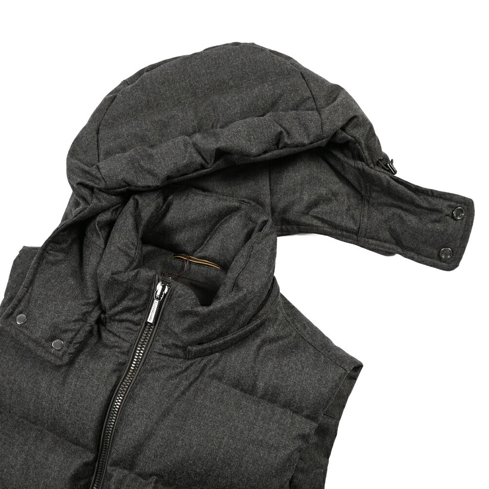 CLEARANCE SALE｜MOORER “FIRE-FF” ウール100% フード付きダウンベスト グレー(MORO) 48 | GUARDAROBA MILANO OFFICIAL STORE