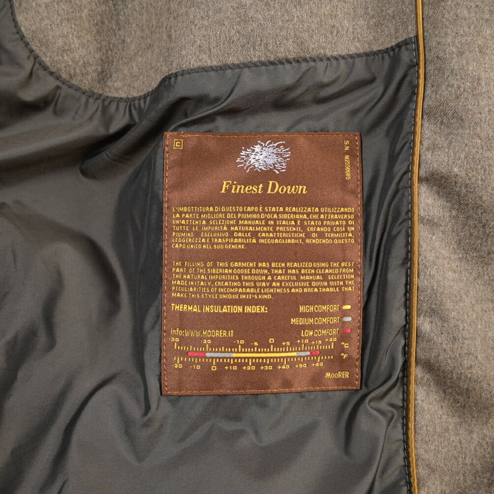 CLEARANCE SALE｜MOORER “GORNER-IL” カシミヤ100% フード付きダウンコート ライトブラウン(NUT) 48 | GUARDAROBA MILANO OFFICIAL STORE