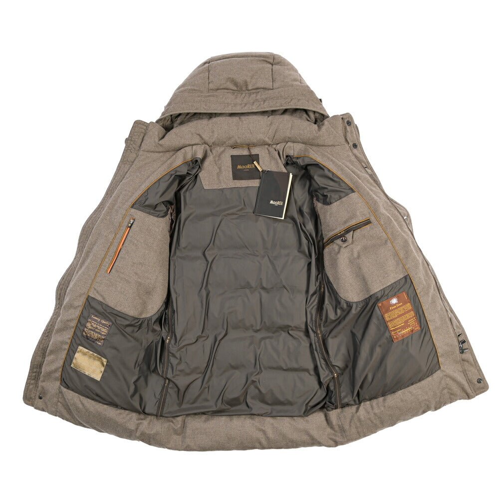 CLEARANCE SALE｜MOORER “GORNER-IL” カシミヤ100% フード付きダウンコート ライトブラウン(NUT) 48 | GUARDAROBA MILANO OFFICIAL STORE