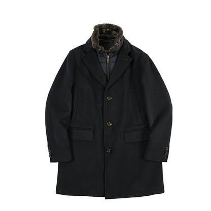 CLEARANCE SALE｜MOORER “JASON-LE” シミヤ混ウール 着脱可能フロントライナー付きダウンチェスターコート ネイビー(NAVY) 48 | GUARDAROBA MILANO OFFICIAL STORE