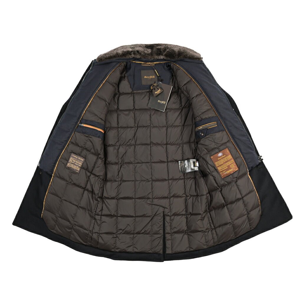 CLEARANCE SALE｜MOORER “JASON-LE” シミヤ混ウール 着脱可能フロントライナー付きダウンチェスターコート ネイビー(NAVY) 48 | GUARDAROBA MILANO OFFICIAL STORE