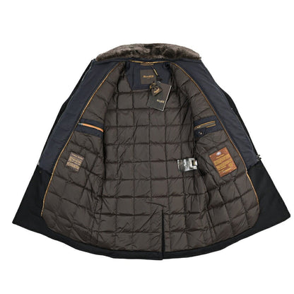 CLEARANCE SALE｜MOORER “JASON-LE” シミヤ混ウール 着脱可能フロントライナー付きダウンチェスターコート ネイビー(NAVY) 48 | GUARDAROBA MILANO OFFICIAL STORE