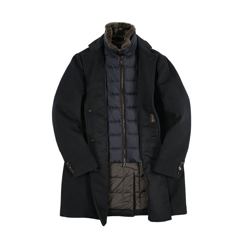 CLEARANCE SALE｜MOORER “JASON-LE” シミヤ混ウール 着脱可能フロントライナー付きダウンチェスターコート ネイビー(NAVY) 48 | GUARDAROBA MILANO OFFICIAL STORE