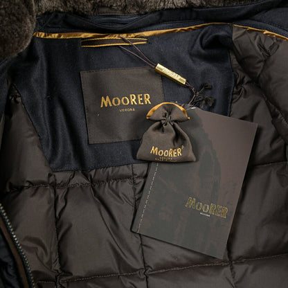 CLEARANCE SALE｜MOORER “JASON-LE” シミヤ混ウール 着脱可能フロントライナー付きダウンチェスターコート ネイビー(NAVY) 48 | GUARDAROBA MILANO OFFICIAL STORE