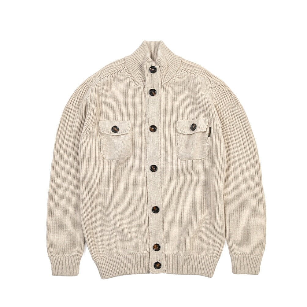 CLEARANCE SALE｜MOORER “KENYON-HN” ウール100% スタンドカラーニットカーディガン ベージュ(MANDORLA) 46 | GUARDAROBA MILANO OFFICIAL STORE
