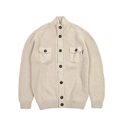 CLEARANCE SALE｜MOORER “KENYON-HN” ウール100% スタンドカラーニットカーディガン ベージュ(MANDORLA) 46 | GUARDAROBA MILANO OFFICIAL STORE