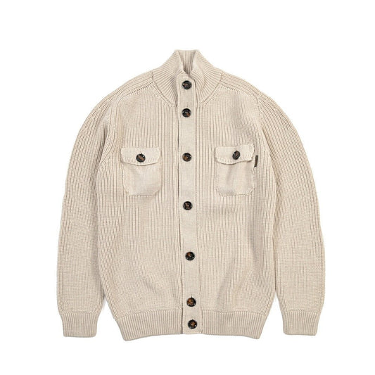 CLEARANCE SALE｜MOORER “KENYON-HN” ウール100% スタンドカラーニットカーディガン ベージュ(MANDORLA) 46 | GUARDAROBA MILANO OFFICIAL STORE