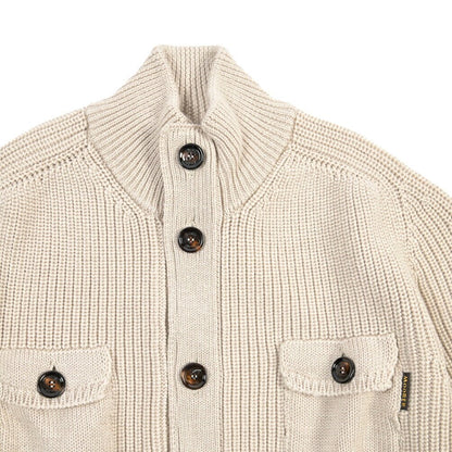 CLEARANCE SALE｜MOORER “KENYON-HN” ウール100% スタンドカラーニットカーディガン ベージュ(MANDORLA) 46 | GUARDAROBA MILANO OFFICIAL STORE