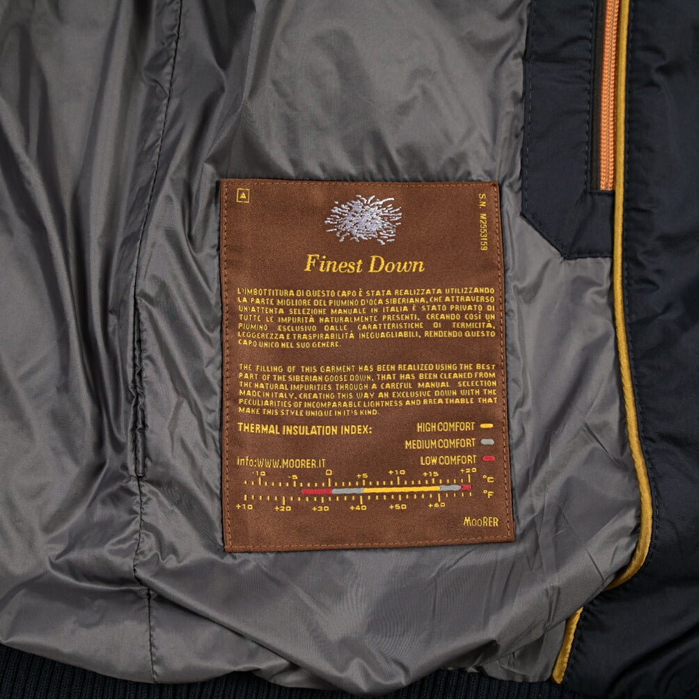CLEARANCE SALE｜MOORER “LANZI-S3Z” 異素材コンビ スタンドカラーダウンジャケット ネイビー(DARK BLU) 46 | GUARDAROBA MILANO OFFICIAL STORE