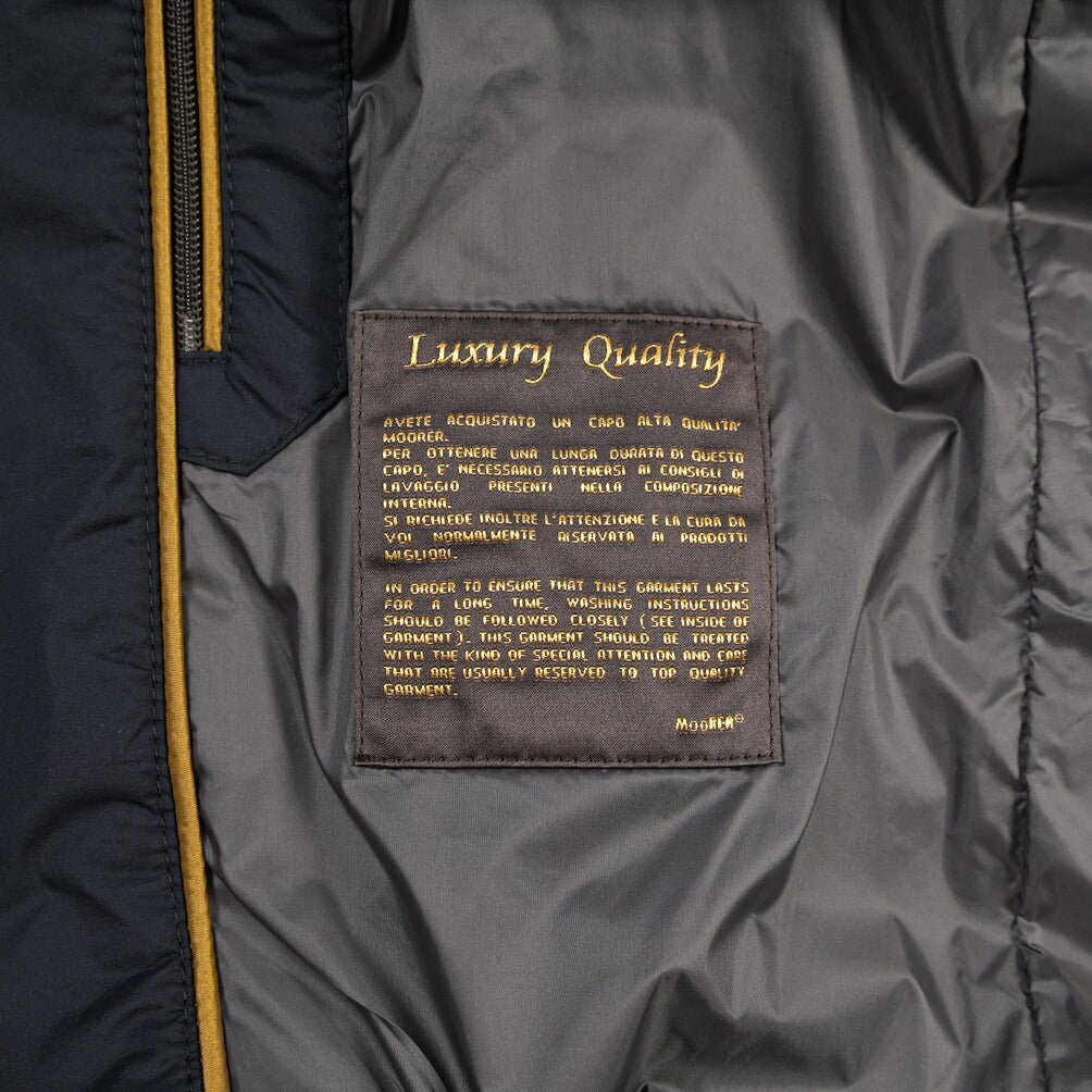 CLEARANCE SALE｜MOORER “LANZI-S3Z” 異素材コンビ スタンドカラーダウンジャケット ネイビー(DARK BLU) 46 | GUARDAROBA MILANO OFFICIAL STORE