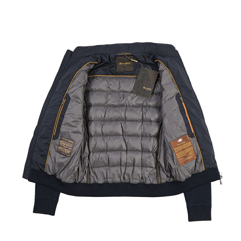 CLEARANCE SALE｜MOORER “LANZI-S3Z” 異素材コンビ スタンドカラーダウンジャケット ネイビー(DARK BLU) 46 | GUARDAROBA MILANO OFFICIAL STORE
