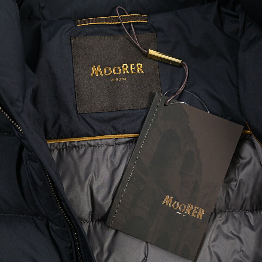 CLEARANCE SALE｜MOORER “LANZI-S3Z” 異素材コンビ スタンドカラーダウンジャケット ネイビー(DARK BLU) 46 | GUARDAROBA MILANO OFFICIAL STORE
