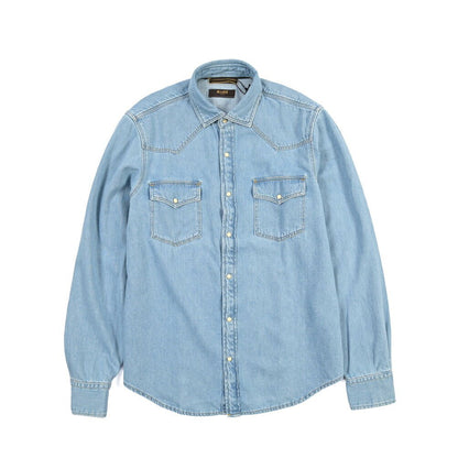 CLEARANCE SALE｜MOORER “LARRIE-DF306” コットン100% ウエスタンデニムシャツ ライトブルー(VINTAGE CHIARO) 46 | GUARDAROBA MILANO OFFICIAL STORE