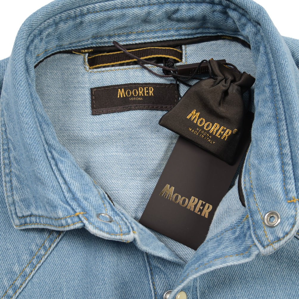 CLEARANCE SALE｜MOORER “LARRIE-DF306” コットン100% ウエスタンデニムシャツ ライトブルー(VINTAGE CHIARO) 46 | GUARDAROBA MILANO OFFICIAL STORE