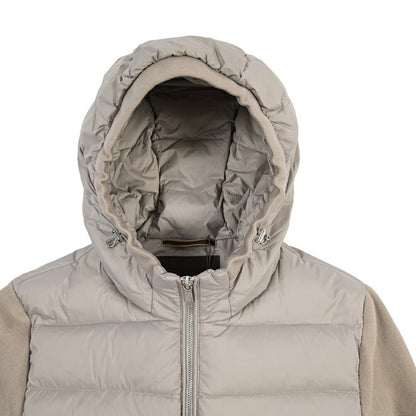CLEARANCE SALE｜MOORER “LENZ-S3L” ニットコンビ フード付きダウンジャケット ベージュ(PEARL) 48 | GUARDAROBA MILANO OFFICIAL STORE