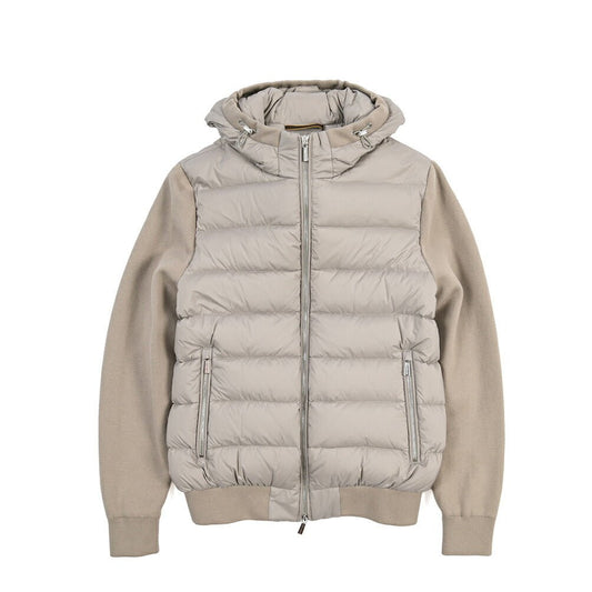 CLEARANCE SALE｜MOORER “LENZ-S3L” ニットコンビ フード付きダウンジャケット ベージュ(PEARL) 48 | GUARDAROBA MILANO OFFICIAL STORE