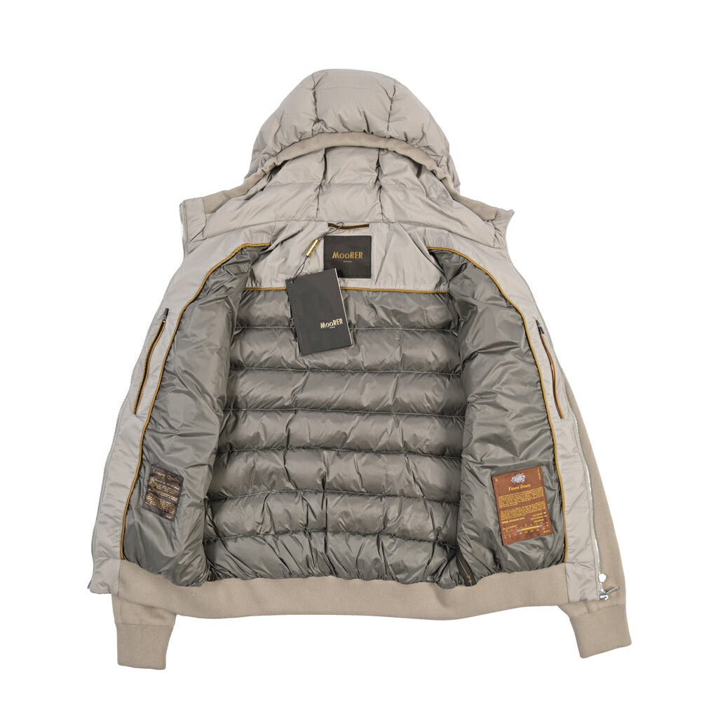 CLEARANCE SALE｜MOORER “LENZ-S3L” ニットコンビ フード付きダウンジャケット ベージュ(PEARL) 48 | GUARDAROBA MILANO OFFICIAL STORE