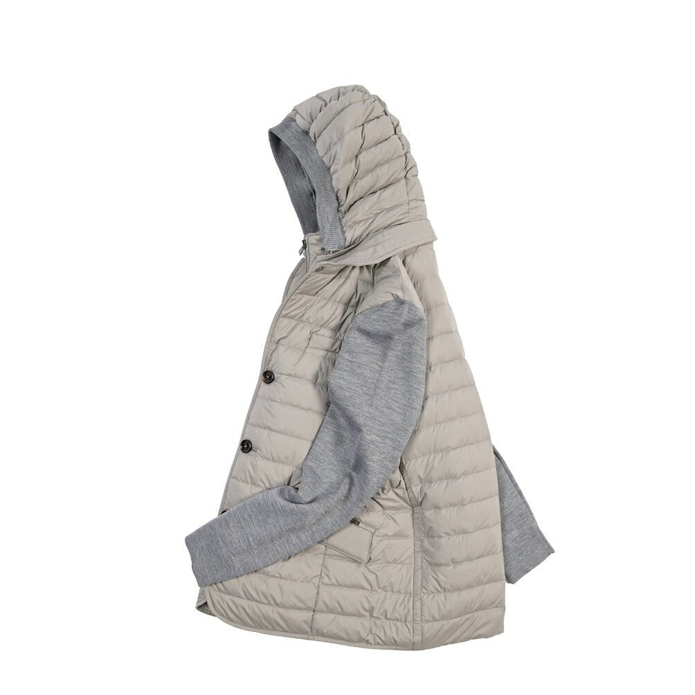 CLEARANCE SALE｜MOORER “MASSIMO-S3Z” ニットコンビ フード付きダウンジャケット グレー(PEARL) 44 | GUARDAROBA MILANO OFFICIAL STORE
