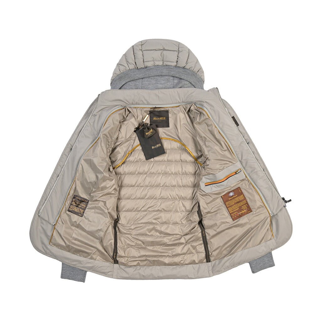 CLEARANCE SALE｜MOORER “MASSIMO-S3Z” ニットコンビ フード付きダウンジャケット グレー(PEARL) 44 | GUARDAROBA MILANO OFFICIAL STORE