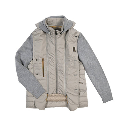 CLEARANCE SALE｜MOORER “MASSIMO-S3Z” ニットコンビ フード付きダウンジャケット グレー(PEARL) 44 | GUARDAROBA MILANO OFFICIAL STORE
