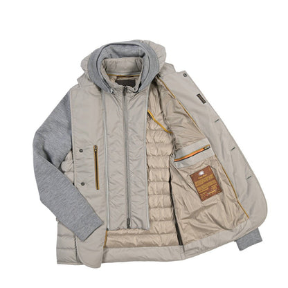 CLEARANCE SALE｜MOORER “MASSIMO-S3Z” ニットコンビ フード付きダウンジャケット グレー(PEARL) 44 | GUARDAROBA MILANO OFFICIAL STORE
