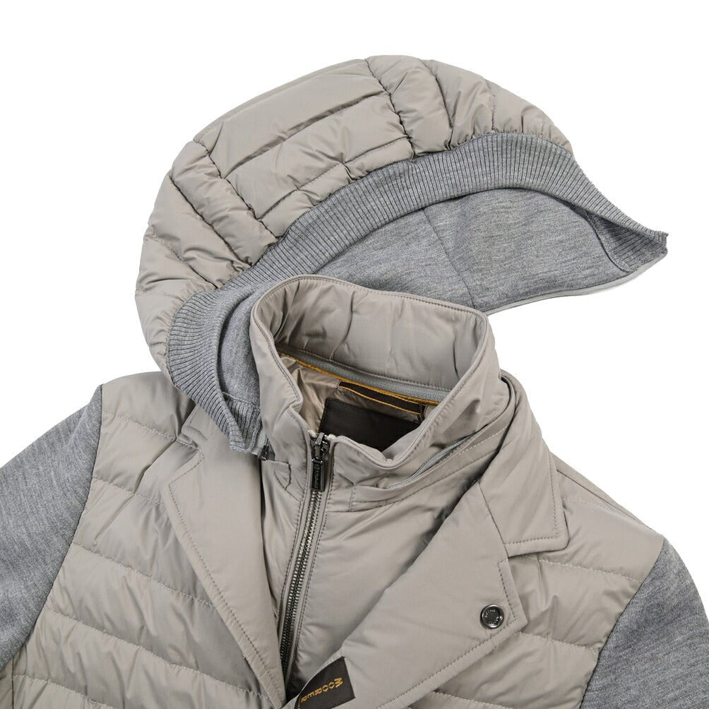 CLEARANCE SALE｜MOORER “MASSIMO-S3Z” ニットコンビ フード付きダウンジャケット グレー(PEARL) 44 | GUARDAROBA MILANO OFFICIAL STORE