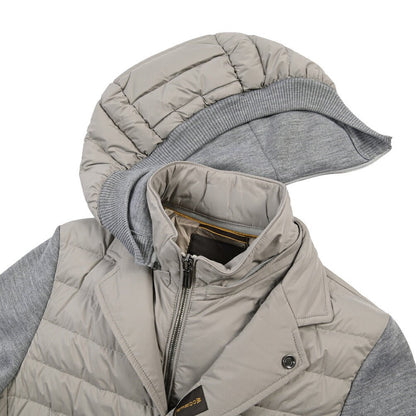 CLEARANCE SALE｜MOORER “MASSIMO-S3Z” ニットコンビ フード付きダウンジャケット グレー(PEARL) 44 | GUARDAROBA MILANO OFFICIAL STORE