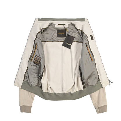 CLEARANCE SALE｜MOORER “MAURILIO-CPF” ラムスキン100% スエードレザーブルゾン MA-1 ベージュ(GESSO) 48 | GUARDAROBA MILANO OFFICIAL STORE
