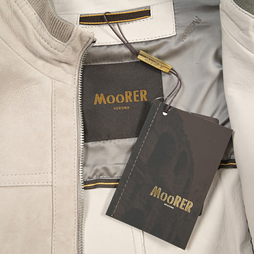 CLEARANCE SALE｜MOORER “MAURILIO-CPF” ラムスキン100% スエードレザーブルゾン MA-1 ベージュ(GESSO) 48 | GUARDAROBA MILANO OFFICIAL STORE