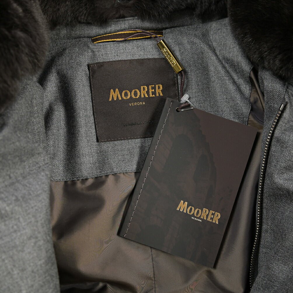 CLEARANCE SALE｜MOORER “MORRIS-CL” カシミヤ100% 立襟ファー付ダウンジャケット グレー(GRIGIO) 48 | GUARDAROBA MILANO OFFICIAL STORE