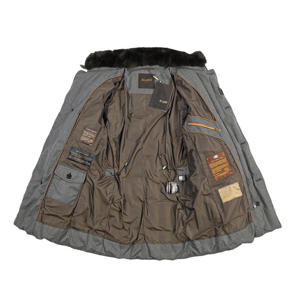 CLEARANCE SALE｜MOORER “MORRIS-CL” カシミヤ100% 立襟ファー付ダウンジャケット グレー(GRIGIO) 48 | GUARDAROBA MILANO OFFICIAL STORE