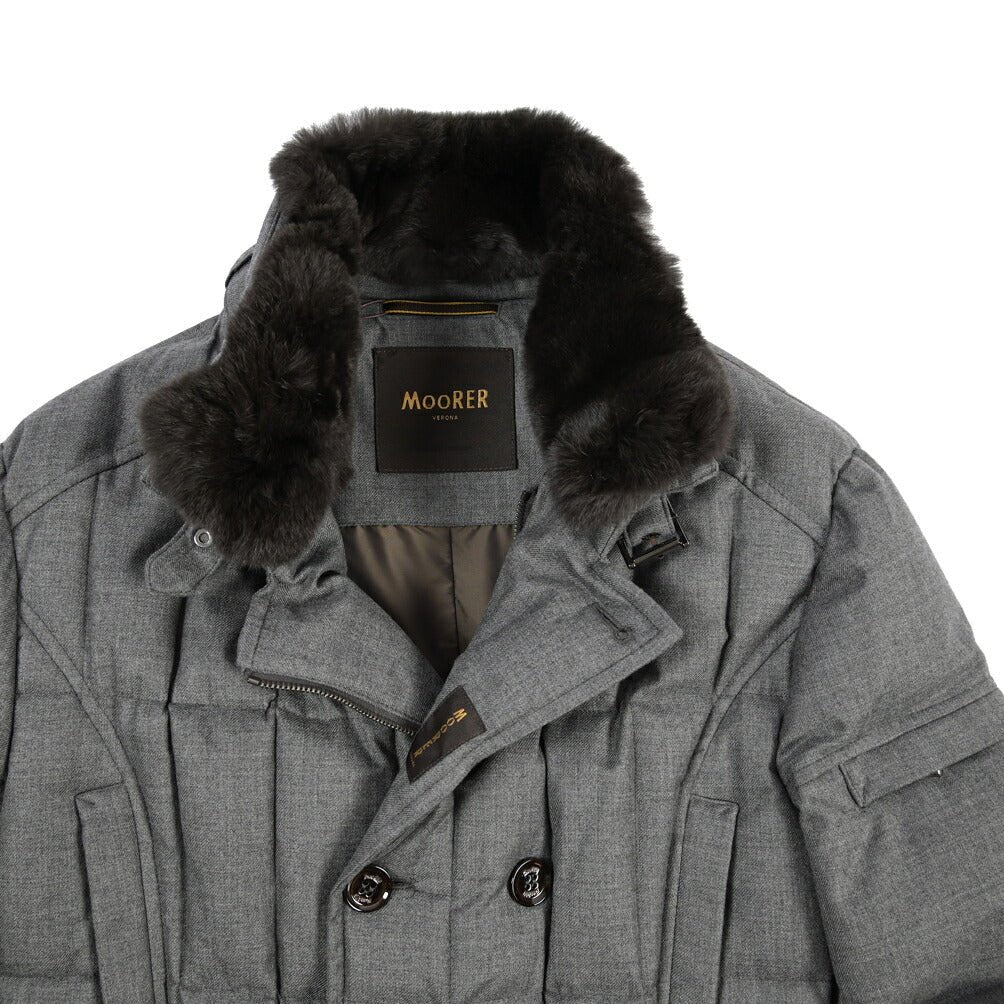CLEARANCE SALE｜MOORER “MORRIS-CL” カシミヤ100% 立襟ファー付ダウンジャケット グレー(GRIGIO) 48 | GUARDAROBA MILANO OFFICIAL STORE
