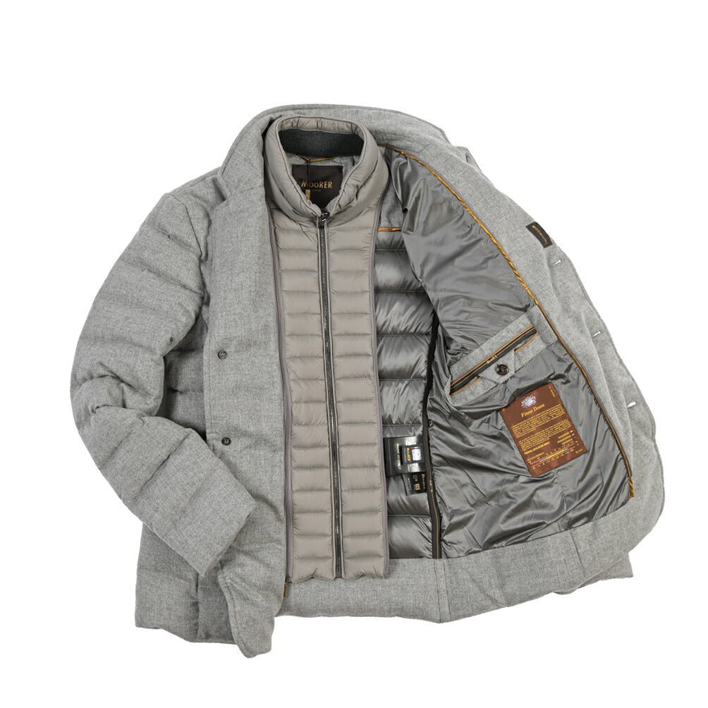 CLEARANCE SALE｜MOORER “NOMOS-IL” カシミヤ100% 着脱可能フロントライナー付きダウンジャケット グレー(GHIACCIO) 46 | GUARDAROBA MILANO OFFICIAL STORE
