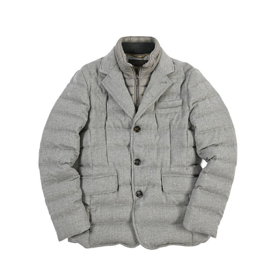 CLEARANCE SALE｜MOORER “NOMOS-IL” カシミヤ100% 着脱可能フロントライナー付きダウンジャケット グレー(GHIACCIO) 46 | GUARDAROBA MILANO OFFICIAL STORE