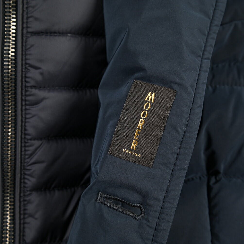 CLEARANCE SALE｜MOORER “NOMOS-OS” 高機能ナイロン 着脱可能フロントライナー付きダウンジャケット ネイビー(BLU) 46 | GUARDAROBA MILANO OFFICIAL STORE