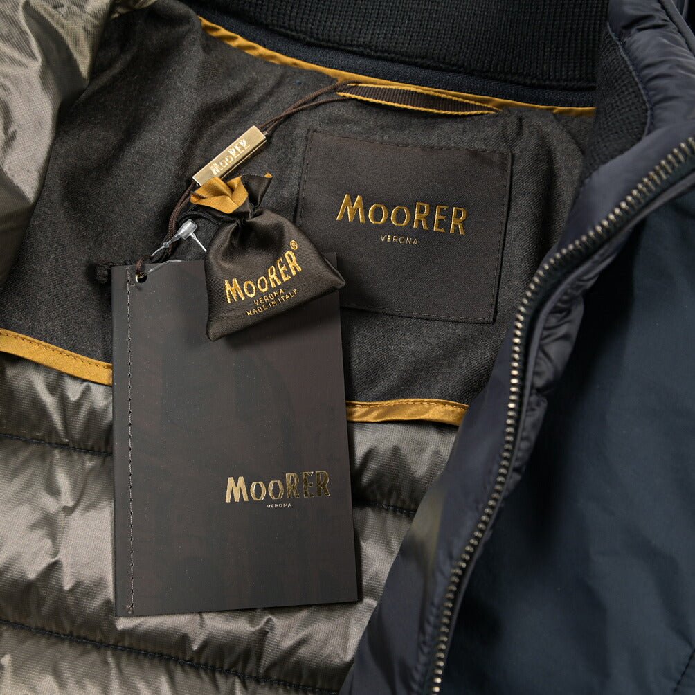 CLEARANCE SALE｜MOORER “NOMOS-OS” 高機能ナイロン 着脱可能フロントライナー付きダウンジャケット ネイビー(BLU) 46 | GUARDAROBA MILANO OFFICIAL STORE
