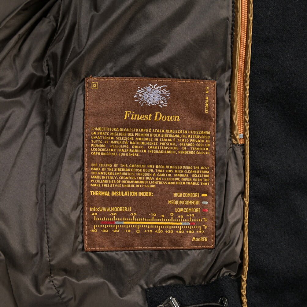 CLEARANCE SALE｜MOORER “PHILIP-IL” カシミヤ100% スタンドカラーダウンジャケット / Loro Piana製生地 (RAIN SYSTEM) ネイビー(BLU SCURO) 44 | GUARDAROBA MILANO OFFICIAL STORE